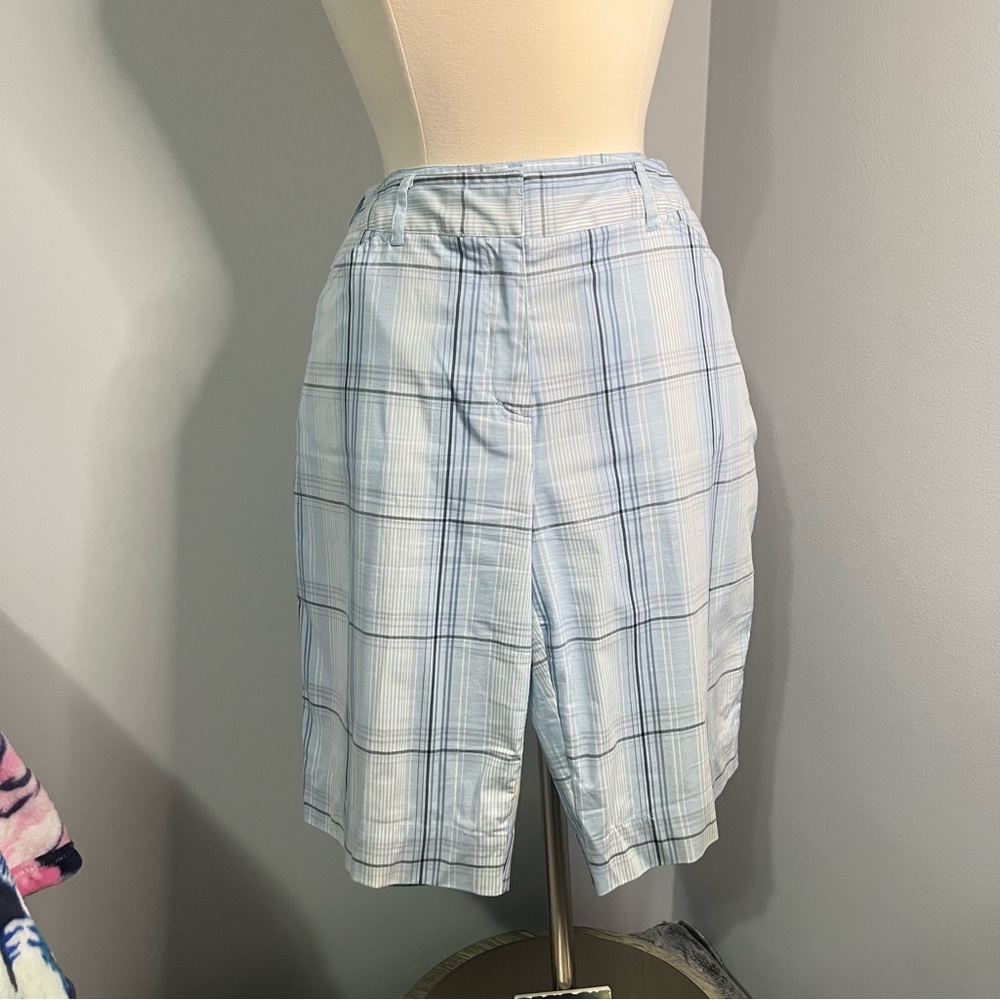 Preswick & Moore Sport 12 Light Blue Plaid Bermuda Golf Shorts w/Pockets